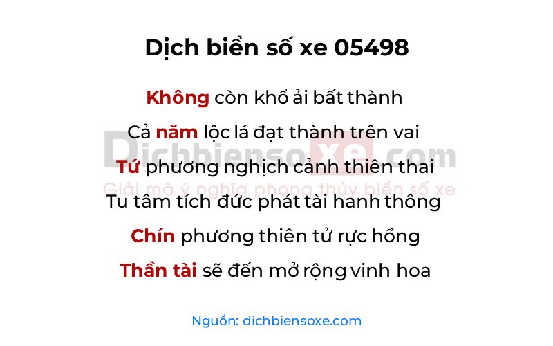 Dịch thơ biển số 05498