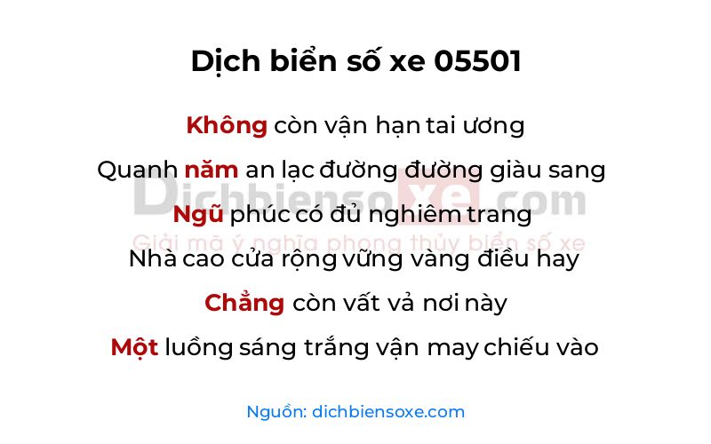 Dịch thơ biển số 05501