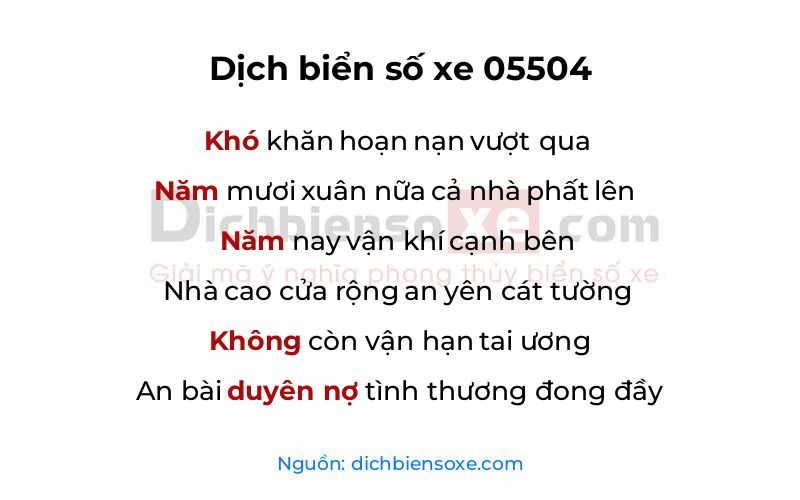 Dịch thơ biển số 05504