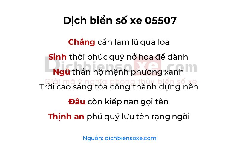 Dịch thơ biển số 05507