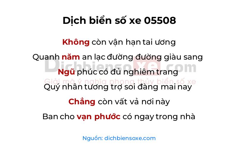 Dịch thơ biển số 05508