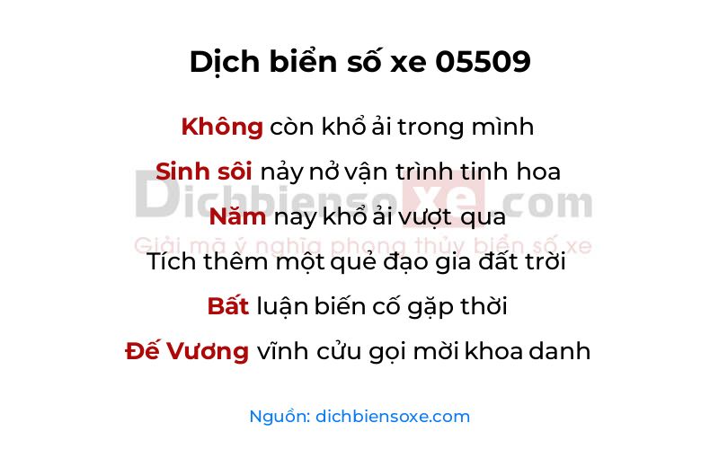 Dịch thơ biển số 05509