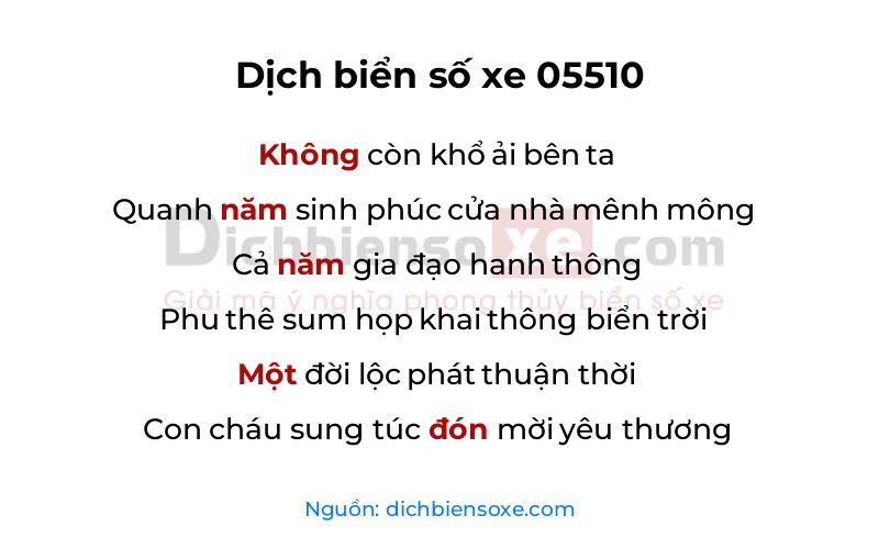Dịch thơ biển số 05510