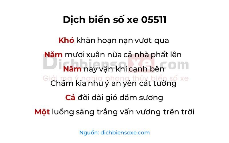 Dịch thơ biển số 05511