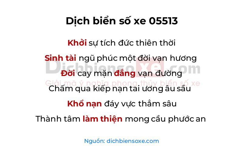 Dịch thơ biển số 05513