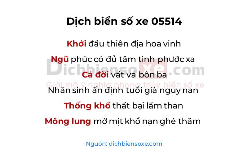 Dịch thơ biển số 05514