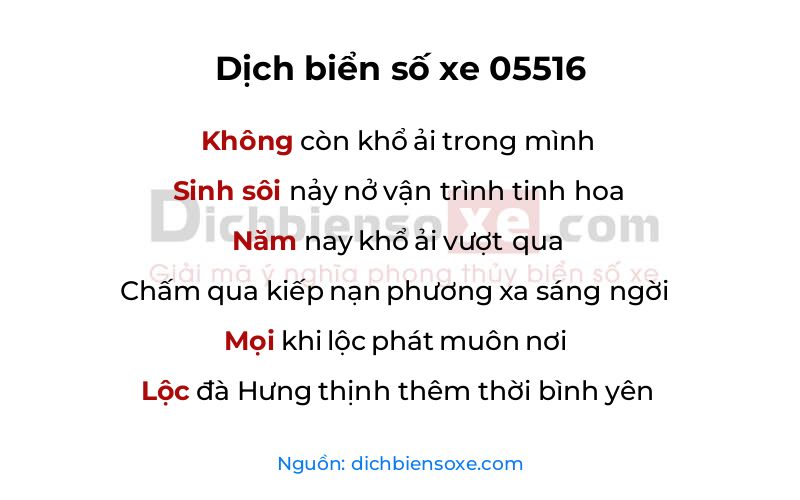 Dịch thơ biển số 05516