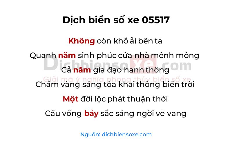 Dịch thơ biển số 05517