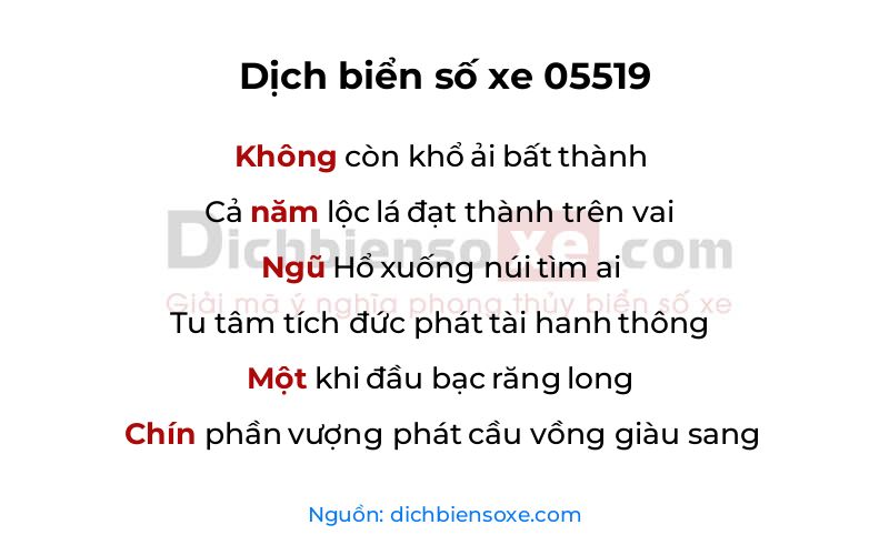 Dịch thơ biển số 05519