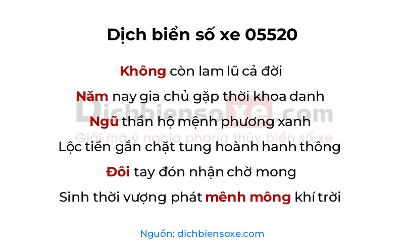 Dịch thơ biển số 05520
