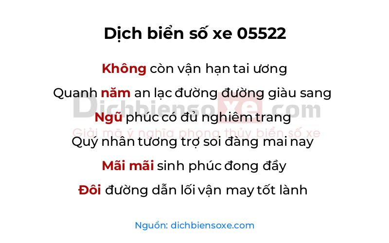 Dịch thơ biển số 05522