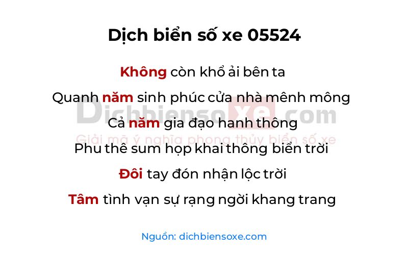 Dịch thơ biển số 05524