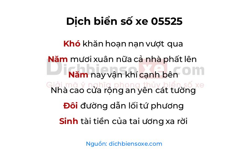 Dịch thơ biển số 05525