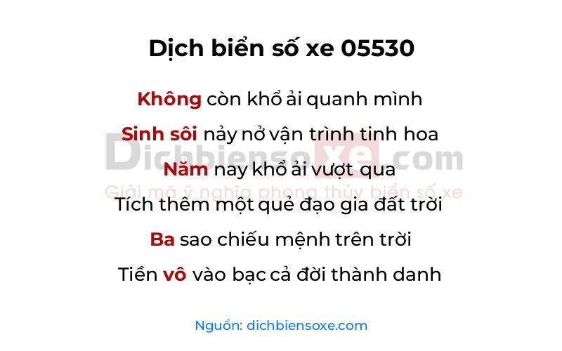 Dịch thơ biển số 05530