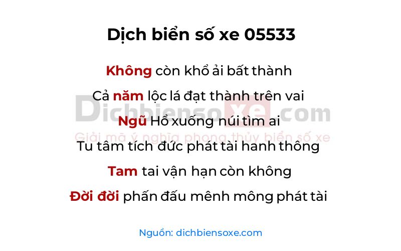 Dịch thơ biển số 05533
