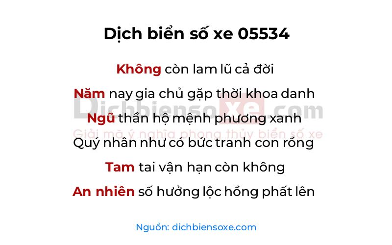 Dịch thơ biển số 05534