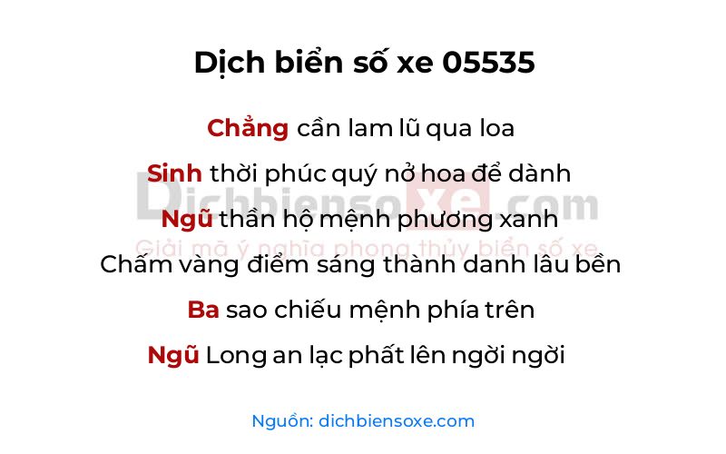 Dịch thơ biển số 05535