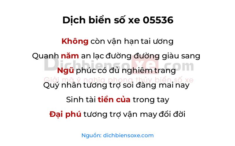 Dịch thơ biển số 05536
