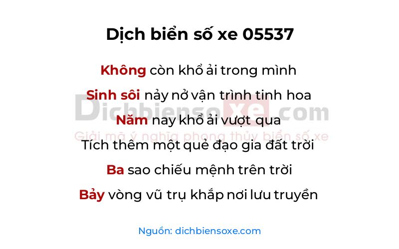 Dịch thơ biển số 05537