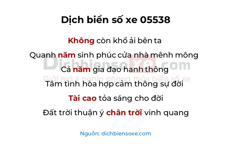 Dịch thơ biển số 05538