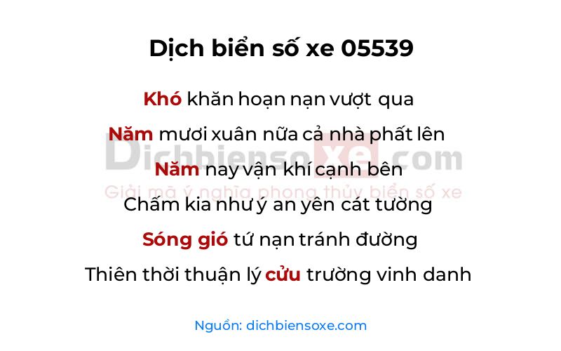 Dịch thơ biển số 05539