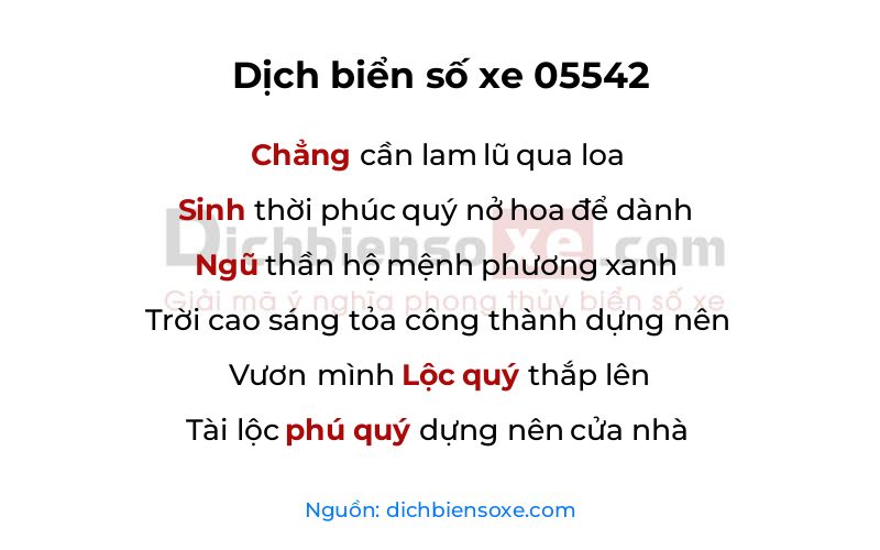 Dịch thơ biển số 05542