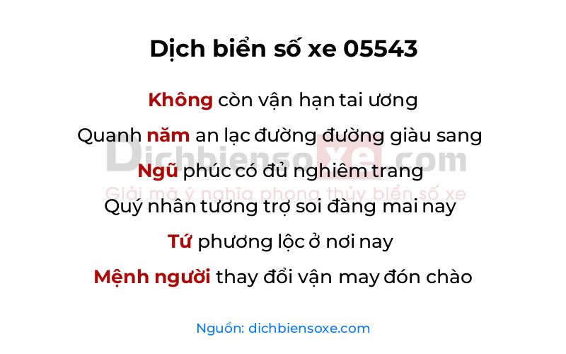 Dịch thơ biển số 05543