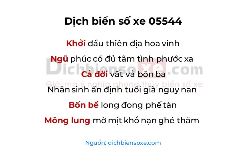 Dịch thơ biển số 05544