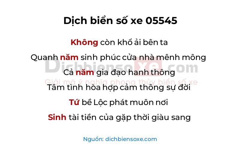 Dịch thơ biển số 05545