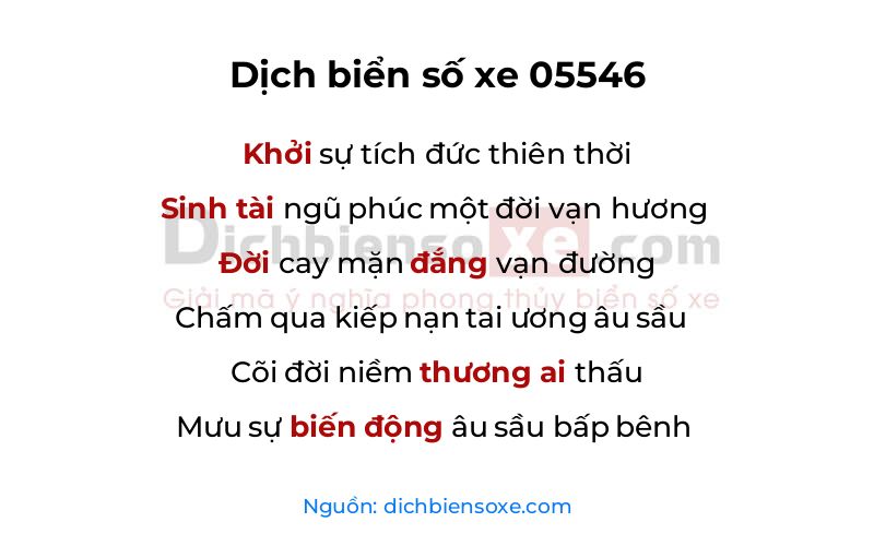 Dịch thơ biển số 05546