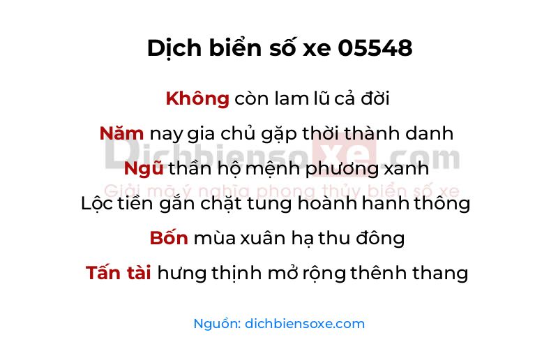 Dịch thơ biển số 05548