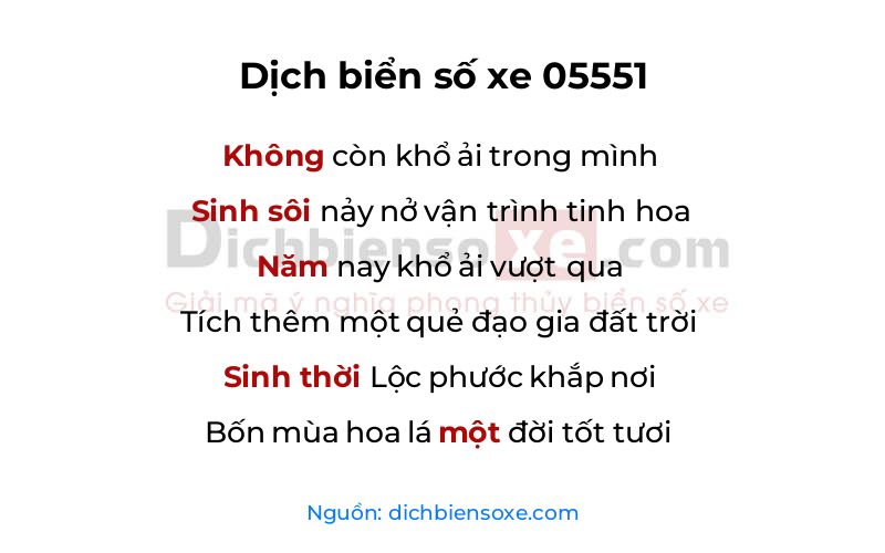 Dịch thơ biển số 05551