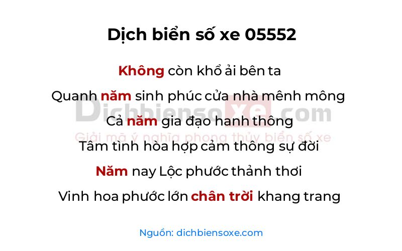 Dịch thơ biển số 05552