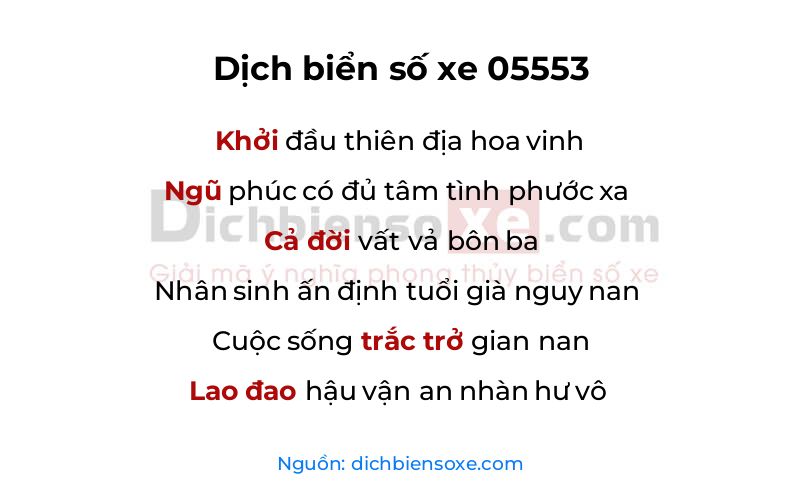 Dịch thơ biển số 05553