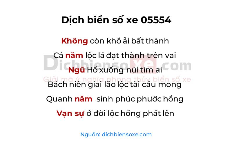Dịch thơ biển số 05554