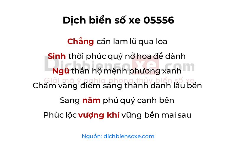 Dịch thơ biển số 05556
