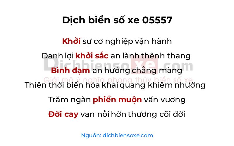 Dịch thơ biển số 05557
