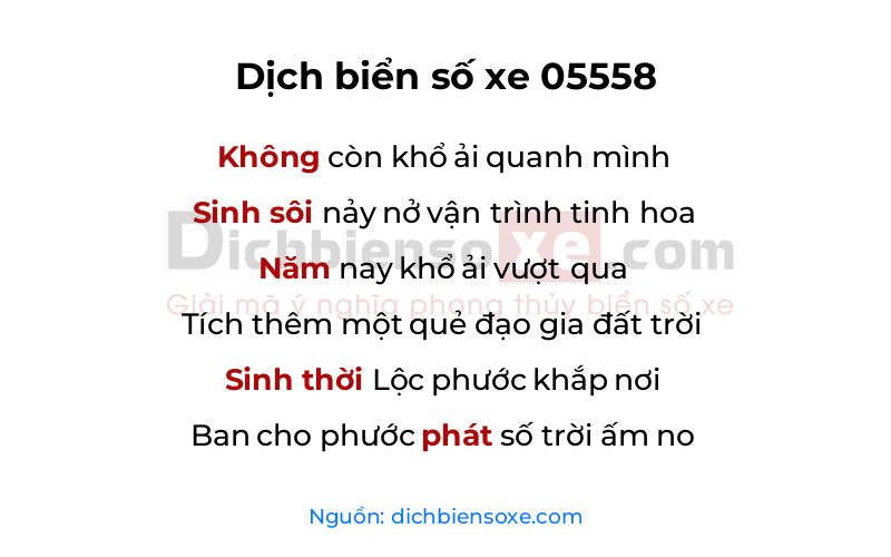 Dịch thơ biển số 05558