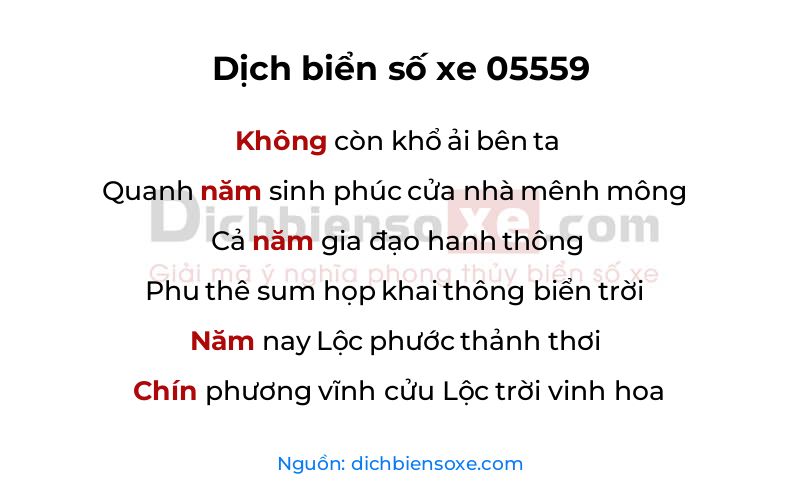 Dịch thơ biển số 05559