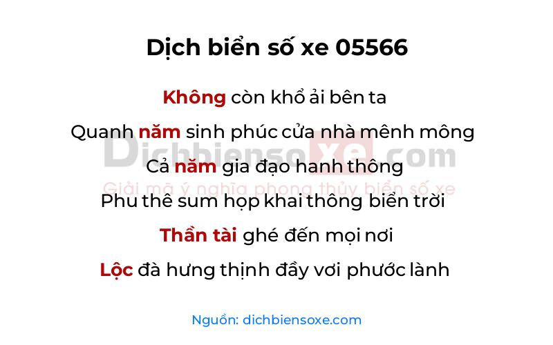 Dịch thơ biển số 05566