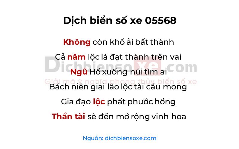 Dịch thơ biển số 05568