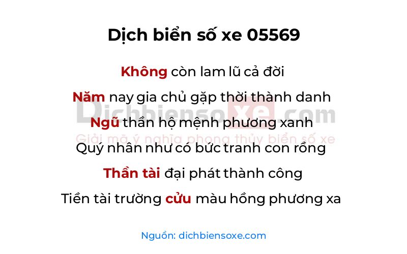 Dịch thơ biển số 05569