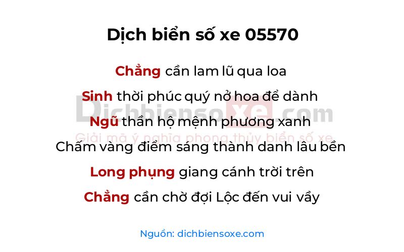 Dịch thơ biển số 05570