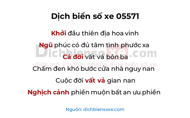 Dịch thơ biển số 05571