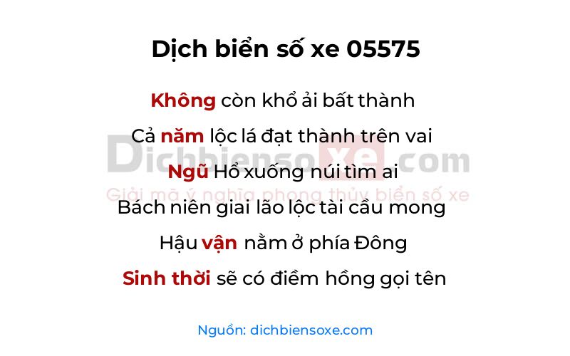 Dịch thơ biển số 05575