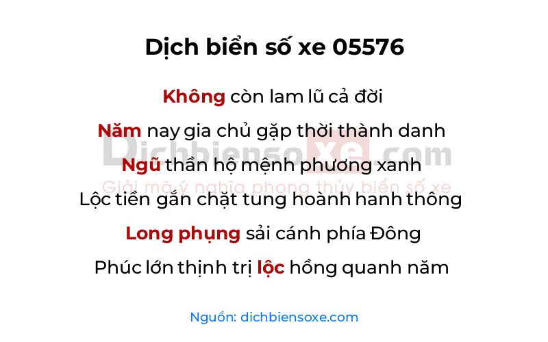 Dịch thơ biển số 05576