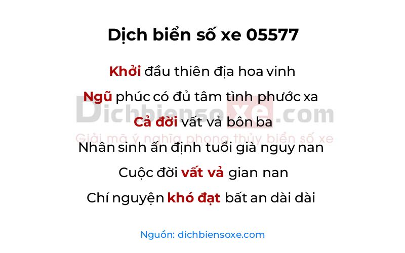 Dịch thơ biển số 05577