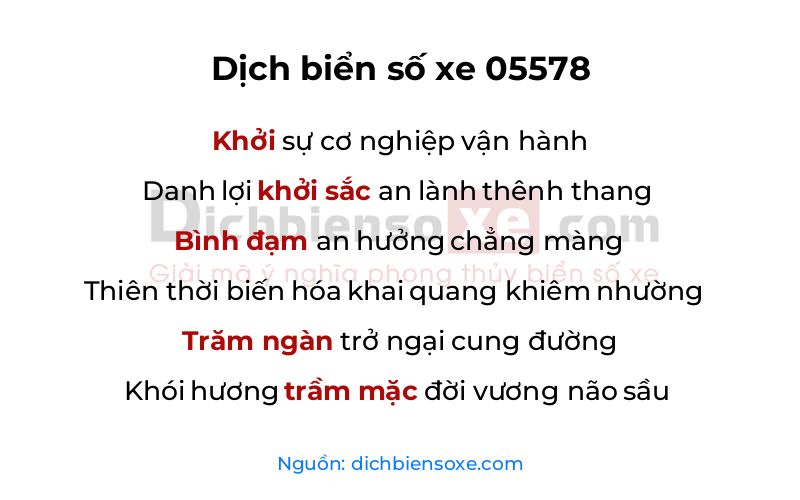 Dịch thơ biển số 05578