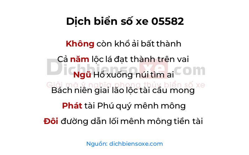 Dịch thơ biển số 05582