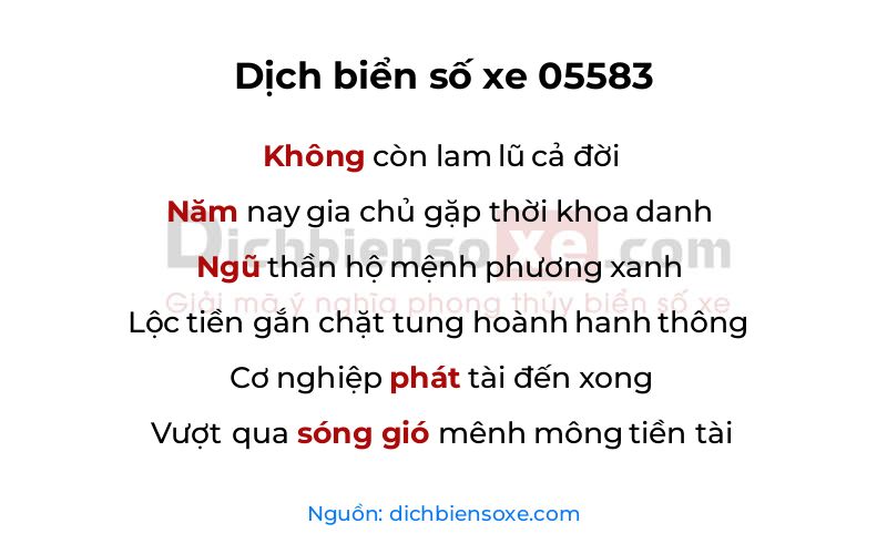 Dịch thơ biển số 05583